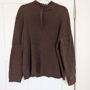 Brown Ribbed Knit Quarter Zip Sweater Size 3X